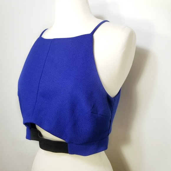 Forever 21 Cobalt Blue Textured Keyhole Halter Lrg - Picture 2 of 7